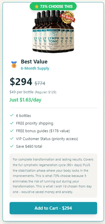 lymph tonic 6 Bottles pricing
